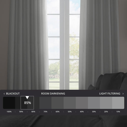 Faux Linen Room Darkening Curtains - 1 Panel, 50W X 96L, Color Oyster