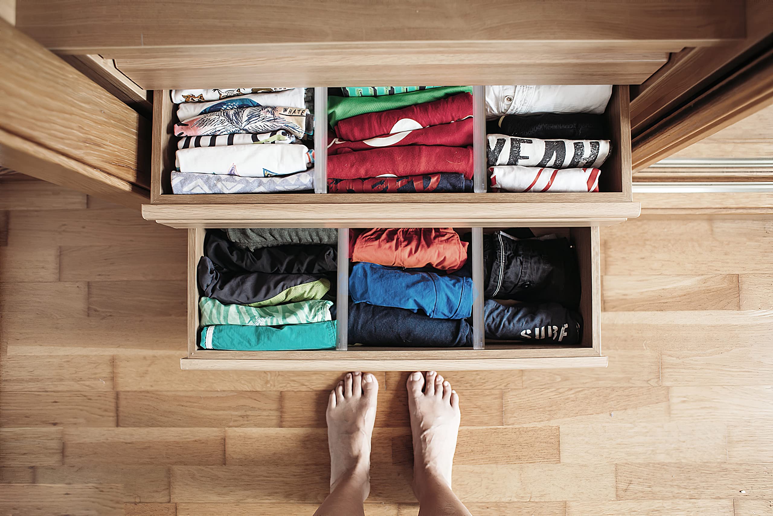 6 Pack Drawer Dividers Organizers Adjustable 3.2" High Expandable from 11-20"