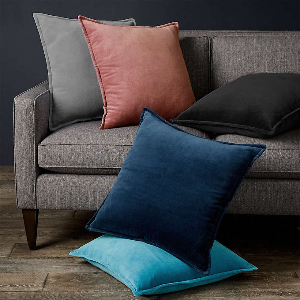 Throw Pillow Cover with 450g Insert, dark-grey, velvet, 20X20, Decorative Cushion – Fancy & Stacy