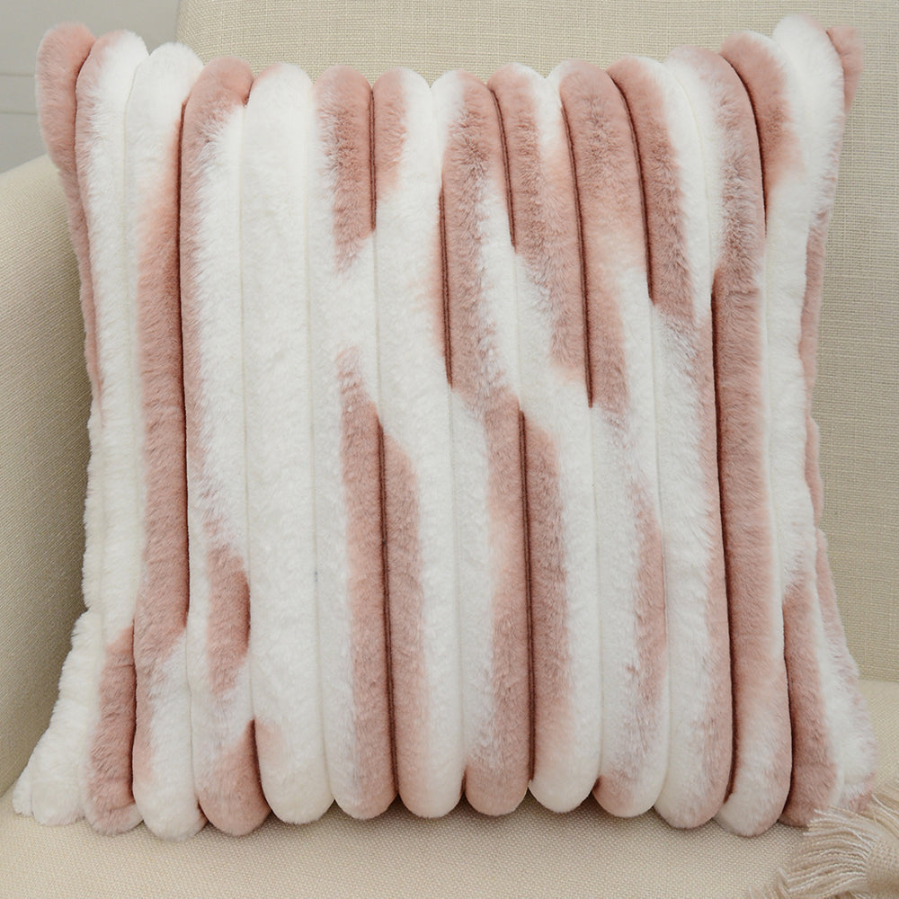 18"x18" Ribbed Ombre Faux Fur Pillow 5 Colors – Ultra-Soft Two-Tone Design Luxury Textured Accent Insert Included